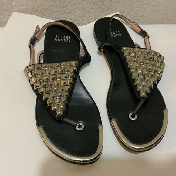 Stuart Weitzman  black flat sandals size 8 - Picture 2 of 10